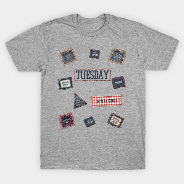 Patch Tuesday Funny Cybersecurity Fancy Dress T-Shirt by NerdShizzle